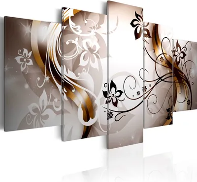 Produktbild von Leinwandbilder 200x100 cm 020110- 149 Vlies Leinwandbild 5 tlg Kunstdruck modern Wandbilder XXL Wanddekoration Design Wand Bild BLUMEN ABSTRAKT