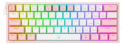 Produktbild von REDRAGON K617-RGB Fizz RGB White/Pink, Kabelgebunden, USB, Mechanischer Switch, Pink, Weiß