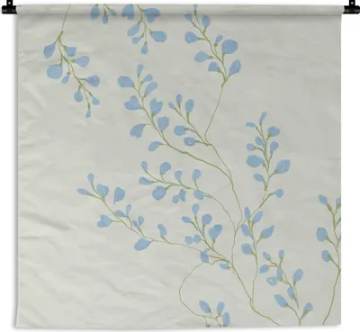 Produktbild von MuchoWow® Wandteppich Wandbehang Blumen - Blau - Pastell 60x60 cm Tapisserie Dekoration Wandtuch - Dekorationen - Wand Decke
