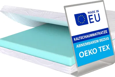 Produktbild von Pillows24 – Matratze 120x200 H2 | 13 cm Höhe | Kaltschaummatratze | Bezug waschbar bis 60°C | Atmungsaktiv & Hypoallergen Water Foam | EU
