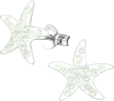 Produktbild von Ohrringe Ohrstecker 925 Sterling Silber Seestern in verschiedenen Farben Farbe - Weiß