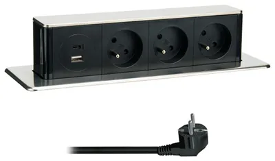 Produktbild von Solight 3-fach + USB A+C 20W PD Ausziehbare Steckdosenleiste, 2 m, Edelstahl PP126C-PD20