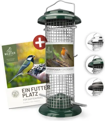 Produktbild von wildtier liebe Vogelfutterspender 23,5cm, Grün - Erdnussfutterspender aus rostfreiem Metall, Vogel Futterstation, Futtersäule, Nüsse Erdnüsse, Wildvögel Futtersilo