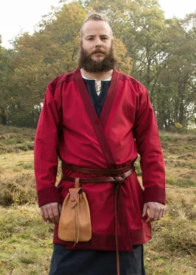Produktbild von Klappenrock Bjorn, Wikinger-Mantel, rot - Baumwolle Mittelalterkleidung Kostüme Herren LARP Größe: XXL