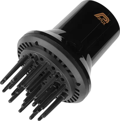 A black hair dryer diffuser attachment with multiple prongs.