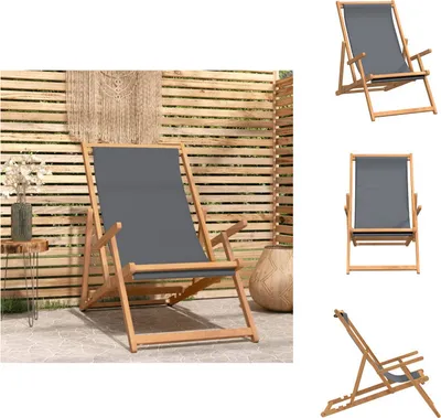 Obrázok produktu pre vidaXL Plážové kreslo skladacie z masívneho dreva Teak Grey - Záhradné stoličky