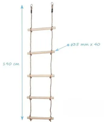 Produktbild von Strickleiter aus Holz - 5 Sprossen - Für Kinder - Kletterleiter für Spielturm