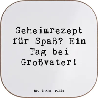 Produktbild von Mr. & Mrs. Panda Personalisierte Glasuntersetzer Tag bei Großvater - Weiß - Geschenk, Dankeschön, persönliche Erinnerungen, Bierdeckel bedruckt, Jubiläen, Untersetzer
