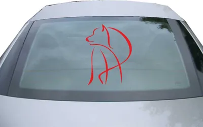 Produktbild von Indigos UG - Aufkleber Heckscheibe & Motorklappe DE2887 - rot - 600x450 mm - Hund - Fisch - Auto Scheiben Fenster Heckklappe Tuning Racing JDM - Die cut