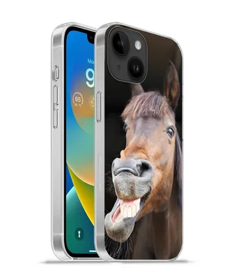 Produktbild von MuchoWow® Handyhülle Schutzhülle Hülle für Apple iPhone 14 - Softcase Pferd - Lustig - Stall - Kinder - Jungen - Mädchen - Kinder Silikon Softcase Handy Hülle - Mobiltelefonhülle