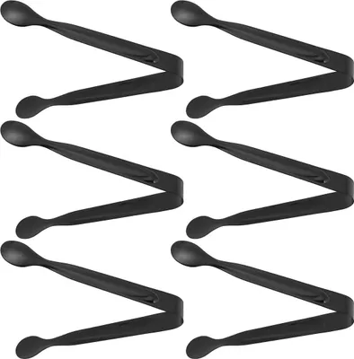 Produktbild von Eiszangen Edelstahl Servierzange Grillzange Küchenzange Zuckerzange Lebensmittel Cookie Clamp für Party Home Bar 9 stücke (Schwarz)