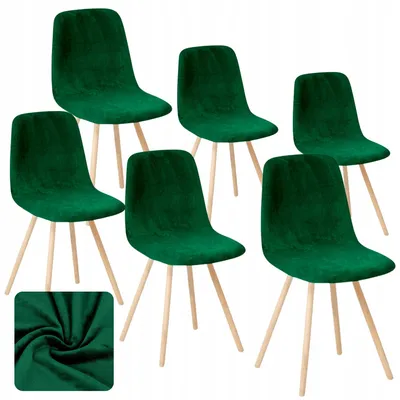 Produktbild von Stuhlhusse - Grün - 6 Stück - Samt - Bezug für Skandinavische Stühle - Universal - Stretch