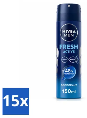 Produktbild von 15 x NIVEA MEN Fresh Active Deodorant Spray - 150 ml - Vorteilspackung - 15 Stücke