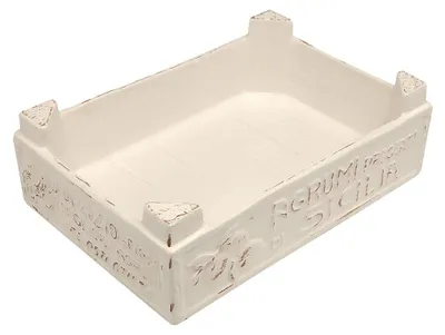 Produktbild von Palettenkiste, Früchtebox MEDITERRANEO 28cm weiß Keramik Virginia Casa