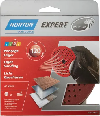 Produktbild von Set mit 5 Norton-Schleifscheiben, 150 mm, Körnung 120