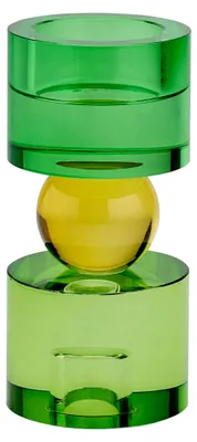 Produktbild von Kerzen- und Teelichthalter Sari S, Windlicht, Dekolicht, Kristallglas, Grün, Gelb, 15,2 cm