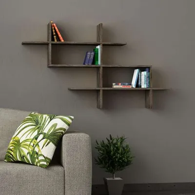 Image de DECORTIE Halic Étagère murale Moderne Étagère à livres Café foncé, 150 x 22 x 82 cm
