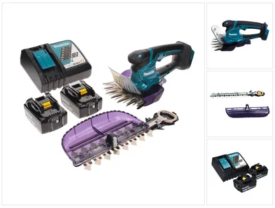 Image de Makita DUM 604 RGX Cisailles à gazon sans fil 18 V avec lame pour gazon et arbustes + 2 batteries 6,0 Ah + chargeur