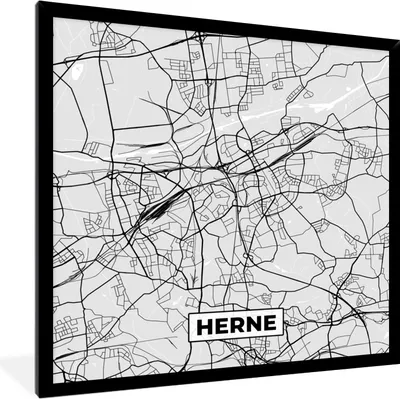 Produktbild von MuchoWow® Gerahmtes Poster Karte - Stadtplan - Deutschland - Herne 40x40 cm - Poster mit Schwarzem Bilderrahmen Wandposter Rahmen Foto Bilder - Mit Rahmen - Wanddekoration Schlafzimmer
