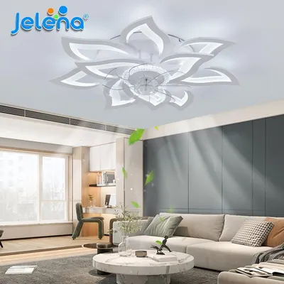 Image de Lustre plafonnier LED avec ventilateur - 92 W - Style moderne - Avec application et télécommande