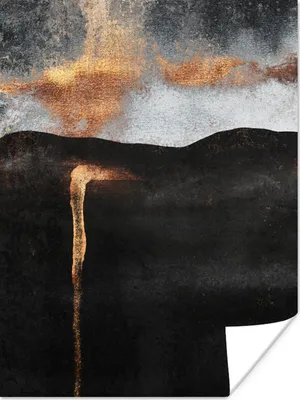 Produktbild von MuchoWow® Poster Abstrakt - Gold - Chic - Schwarz - Grau 120x160 cm - Wandbilder