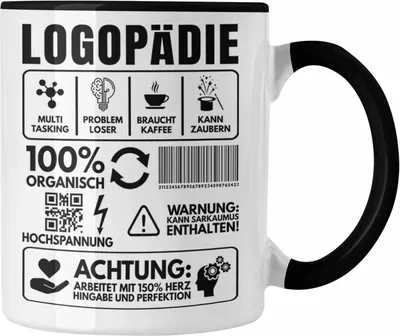 Produktbild von Trendation - Logopädin Spruch Tasse Geschenk Logopädie Logopäde (Schwarz)