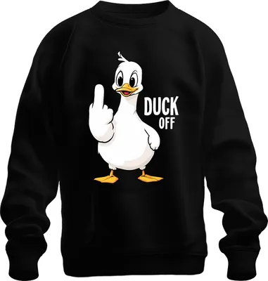 Immagine prodotto di DUCK OFF Divertente anatra con il dito medio, sfrontata e sarcastica, Felpa Unisex Pullover, Nero, 3XL