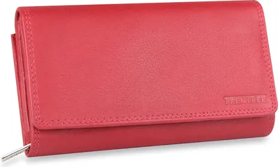 Produktbild von Frentree® Damen Geldbörse aus echtem Nappaleder, großes Leder Portemonnaie mit RFID-Schutz, weiches Echtleder Portmonee, viele Fächer, Rot