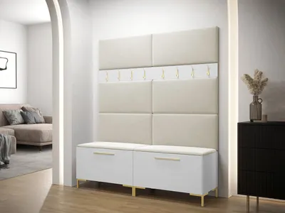 Obrázok produktu pre Stena do predsiene s čalúnenými panelmi ANDORA 2 - biela / béžová