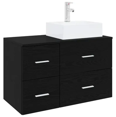 Produktbild von vidaXL Badezimmermöbel-Set 2 stk. Schwarze Eiche Holzwerkstoff