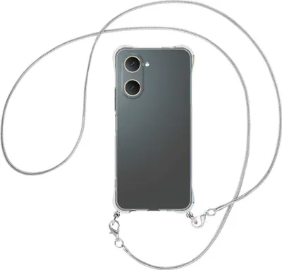 Produktbild von Handykette Backcover-Schutzhülle mit Band (Metall silberfarben) für vivo Y28s 5G - silberfarbene Snake-Kette