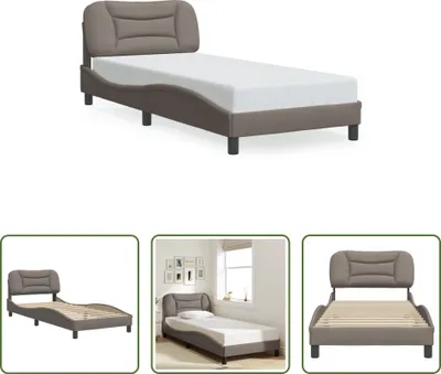 Produktbild von The Living Store Bettgestell mit Kopfteil Taupe 90x190 cm Stoff