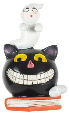 Produktbild von Geist auf grinsender Katze als Dekofigur 10cm