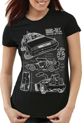 Produktbild von style3 DMC-12 Blaupause T-Shirt Damen, Farbe:Schwarz, Größe:S