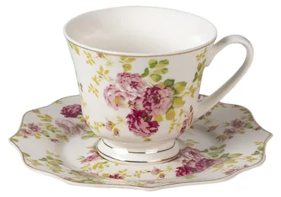 Obrázok produktu pre Šálka Clayre & Eef s podšálkou 200 ml Biele porcelánové kvety