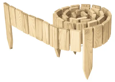 Image de Garronda Bordure de parterre en bois Clôture enroulée Clôture de jardin imprégnée Bordure enroulée flexible Bordure de gazon Longueur : 200 cm (Natural, Hauteur : 10 cm)