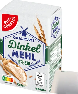 Produktbild von Gut & Günstig Dinkelmehl Type 630 (1000g Packung) + usy Block