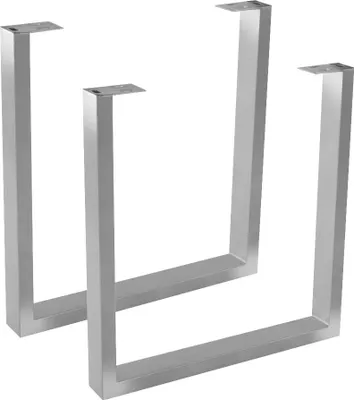 Produktbild von Tischgestell in U-Form | 2er Set | Eisen Silber lackiert | Kufengestell für Esstische, Schreibtische & Arbeitstische | Tischkufen für DIY-Projekte | Industrial-Design | Verstellbarer Bodenschutz