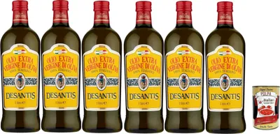 Produktbild von Desantis Olio Extra vergine di oliva 100% Italiano, 100% italienisches Natives Olivenöl extra, 6x 1lt, + Italian Gourmet polpa 400g