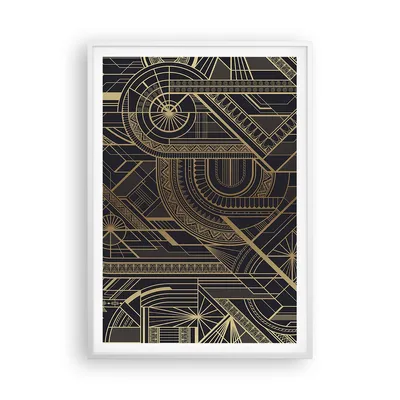 Produktbild von Gerahmtes Poster - Weißer Rahmen - Ornament Gold Schwarz - 70x100 cm - Wand Bild - Wanddeko - Wandbilder - Kunstposter - Wandposter - Bilderrahmen - Bilder - Kunstdruck - P2WPA70x100-4522