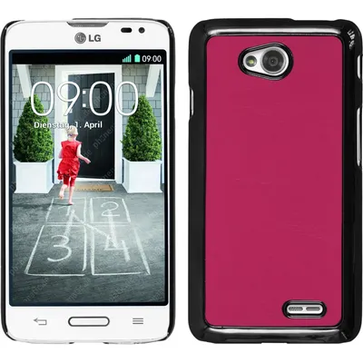 Produktbild von PhoneNatic Case kompatibel mit LG L70 - Hülle pink Lederoptik Hard-case + 2 Schutzfolien