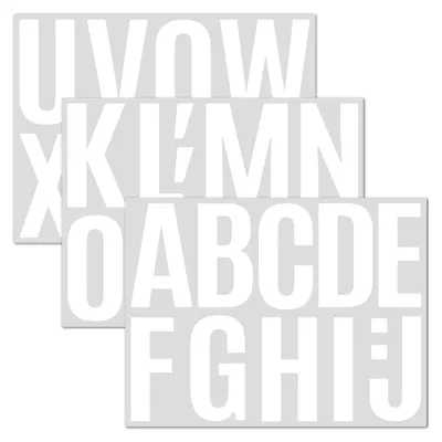 15 Vellen Buchstabenaufkleber, 10 cm, Weiß, Vinyl