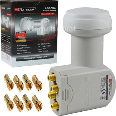 Produktbild von RED OPTICUM LQP 04H Quad LNB I Digital-LNB 4-fach mit nur 0.1dB Rauschmaß und ausziehbarem Wetterschutz I Full HD - 3D - 4 Anschlüsse direkt für vier