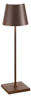 Immagine prodotto di Zafferano Lampada a led da tavolo Poldina Pro Corten ricaricabile e dimmerabile con batteria fino a 12 ore. Da uso esterno IP65