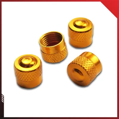 Produktbild von Pitlane Performance® Alu Ventilkappen 4 Stück Ventildeckel; Aluminium Auto-Reifen Schrader-Ventil Ventilabdeckung Aluminium Racing 4er Set Gold