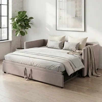 Immagine prodotto di Divano letto ProximaX 90/180 x 200 cm in velluto grigio, estraibile con funzione letto, funzione seduta e reclinabile, con base da 13 cm inclusa
