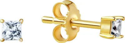 Produktbild von V Ohrstecker 333/- Gold 0,3cm gelb Zirkonia weiß 371320906
