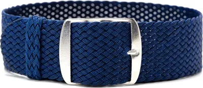Obrázek produktu pro Řemínek k hodinkám ClassicWatchStraps Perlon - námořnická modř, 18 mm, broušená stříbrná