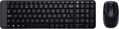 Zdjęcie produktu dla Logitech MK220, Pełnowymiarowy (100%), Bezprzewodowy, RF Wireless, QWERTZ, Czarny, Dołączona myszka