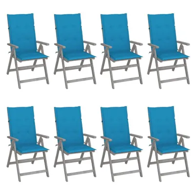 Produktbild von Verstellbare Gartenstühle mit Auflagen 8 Stk. Grau Akazienholz